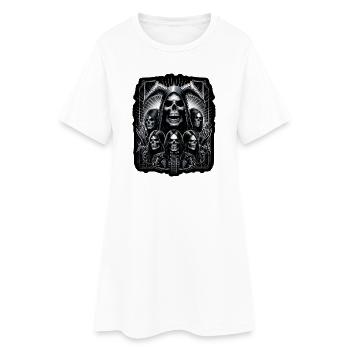 Metall-Skelette - Frauen T-Shirt-Kleid - Weiß - Vorne