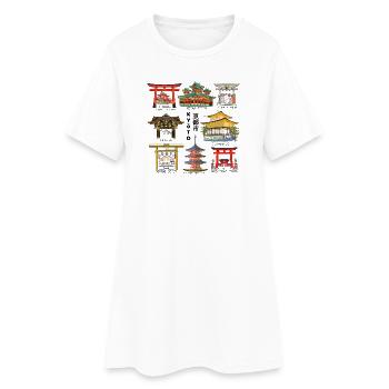 Kyoto au Japon, Sanctuaires, Temples, Dessin de château - Robe T-shirt Femme - blanc - Devant
