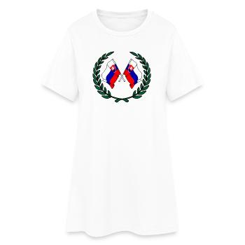 Fahnen Slowakei im Lorbeerkranz - Frauen T-Shirt-Kleid - Weiß - Vorne