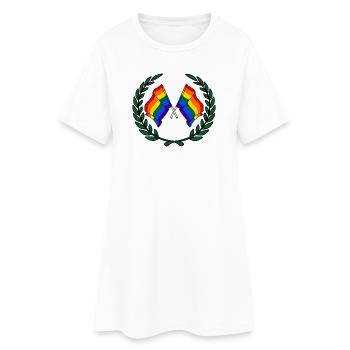 Drapeaux Arc-en-ciel en couronne de laurier - Robe T-shirt Femme - blanc - Devant