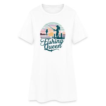 Reine de la pêche - Silhouette du coucher de soleil - Robe T-shirt Femme - blanc - Devant