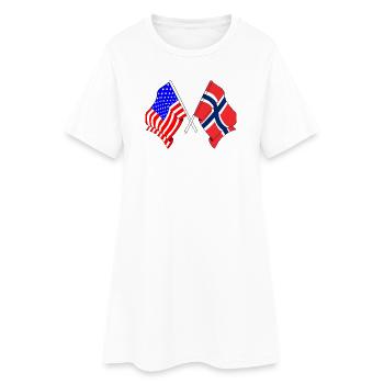 Drapeau des États-Unis, Drapeau de la Norvège - Robe T-shirt Femme - blanc - Devant