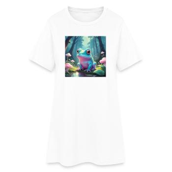 Grenouille dans la forêt de conte de fées - Robe T-shirt Femme - blanc - Devant