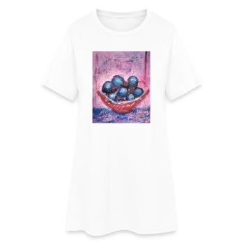 Myrtilles sur fond pastel - Robe T-shirt Femme - blanc - Devant