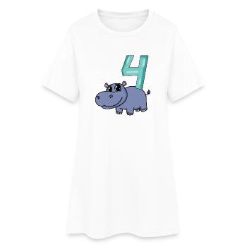 4. Geburtstag Motiv Nilpferd - vier Jahre alt - Frauen T-Shirt-Kleid - Weiß - Vorne
