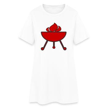 Grill Flammen Feuer - Frauen T-Shirt-Kleid - Weiß - Vorne