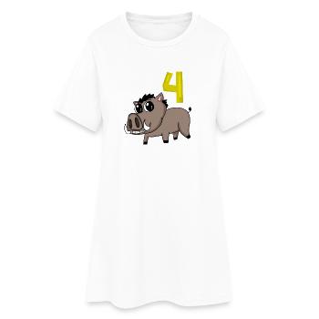 4. Geburtstag Motiv Wildschwein - vier Jahre alt - Frauen T-Shirt-Kleid - Weiß - Vorne