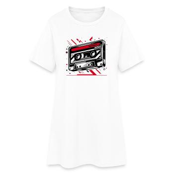 Musik Kassette im Retro-Stil 80er und 90er Stil - Frauen T-Shirt-Kleid - Weiß - Vorne