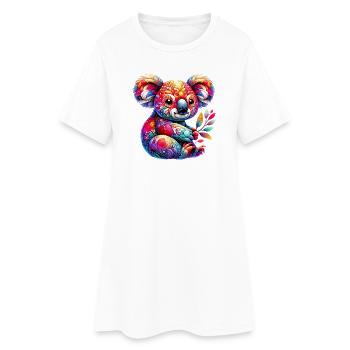 Koala - Frauen T-Shirt-Kleid - Weiß - Vorne