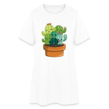 Fröhliche Kaktus Sukkulente Familie - Frauen T-Shirt-Kleid - Weiß - Vorne