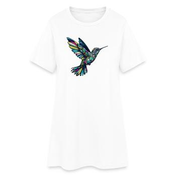 Kolibri - Frauen T-Shirt-Kleid - Weiß - Vorne