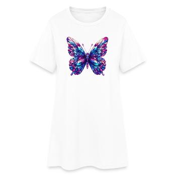Kristall-Schmetterling - Frauen T-Shirt-Kleid - Weiß - Vorne