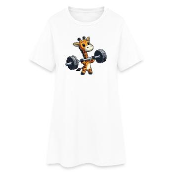 Giraffe Hantel Gewichtheber Fitness Humor - Frauen T-Shirt-Kleid - Weiß - Vorne