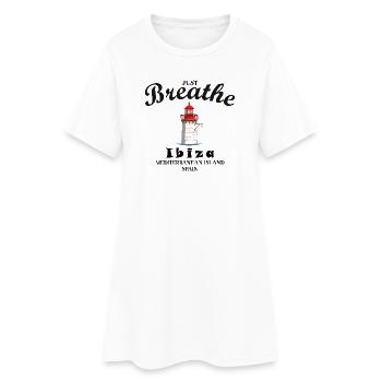 Ibiza Leuchtturm am Hafen, Durchatmen, Spanien - Frauen T-Shirt-Kleid - Weiß - Vorne
