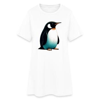 Pinguin - Frauen T-Shirt-Kleid - Weiß - Vorne