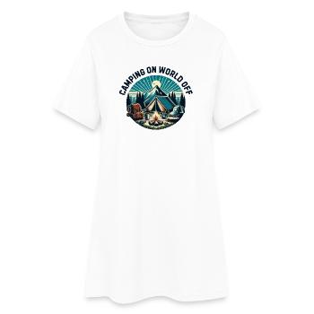 Camping on world off - Women’s T-Shirt Dress - white - Front