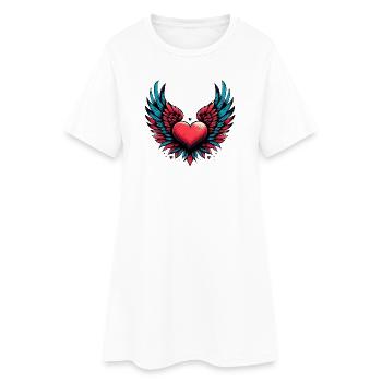 Coeur avec ailes - Robe T-shirt Femme - blanc - Devant