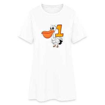 1 an - inscription à l’école - motif pélican - numéro 1 - Robe T-shirt Femme - blanc - Devant