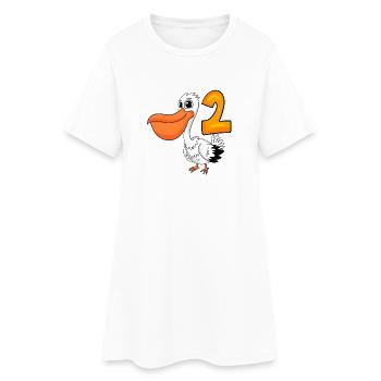 2ème anniversaire motif pélican - deux ans - Robe T-shirt Femme - blanc - Devant