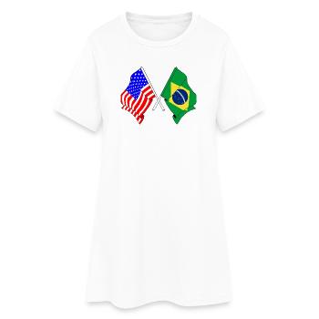 Drapeau des États-Unis et du Brésil - Robe T-shirt Femme - blanc - Devant