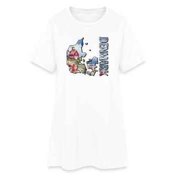 Carte à l’aquarelle Danemark - Robe T-shirt Femme - blanc - Devant