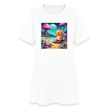 Petit monstre sur la plage de conte de fées - Robe T-shirt Femme - blanc - Devant
