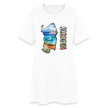 Carte à l’aquarelle Sardaigne - Robe T-shirt Femme - blanc - Devant