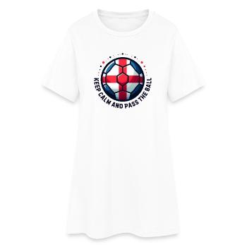 Englischer Fußball. Ruhe bewahren und den Ball passen - Frauen T-Shirt-Kleid - Weiß - Vorne