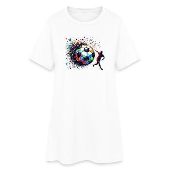 dynamic soccer player playing soccer - Women’s T-Shirt Dress - white - Front