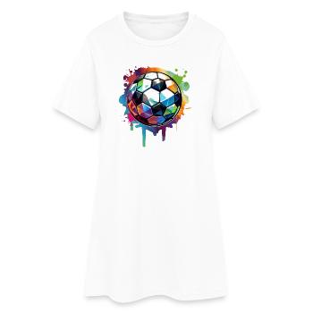 Graffiti de football urbain coloré avec des reflets de lumière - Robe T-shirt Femme - blanc - Devant
