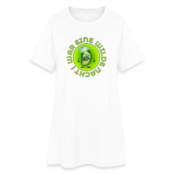 WILDE NACHT - GEWÜRZGURKEN CARTOON - Frauen T-Shirt-Kleid - Weiß - Vorne