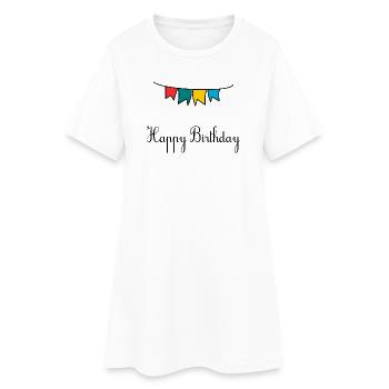 ALLES GUTE ZUM GEBURTSTAG. ALLES GUTE ZUM GEBURTSTAG. JAHRESTAG. - Frauen T-Shirt-Kleid - Weiß - Vorne