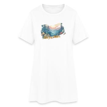 Rise for Nature - Wald mit Sonnenaufgang - Frauen T-Shirt-Kleid - Weiß - Vorne