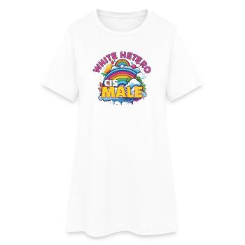 Bunter Regenbogen mit Slogan für LGBT+ Pride - Frauen T-Shirt-Kleid - Weiß - Vorne