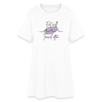 Mange bien, voyage souvent bien - Robe T-shirt Femme - blanc - Devant