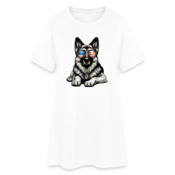 Chiot patriotique avec lunettes de soleil drapeau - Robe T-shirt Femme - blanc - Devant