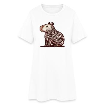Sitzendes Wasserschwein im südamerikanischen Stil - Frauen T-Shirt-Kleid - Weiß - Vorne