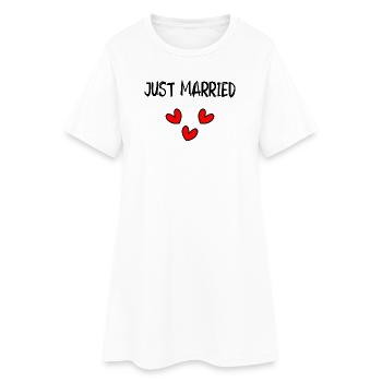 GERADE VERHEIRATET. Junggesellinnenabschied. VALENTINSTAG. PAAR - Frauen T-Shirt-Kleid - Weiß - Vorne