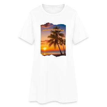 Holiday Dreams - Strand mit Sonnenuntergang - Frauen T-Shirt-Kleid - Weiß - Vorne