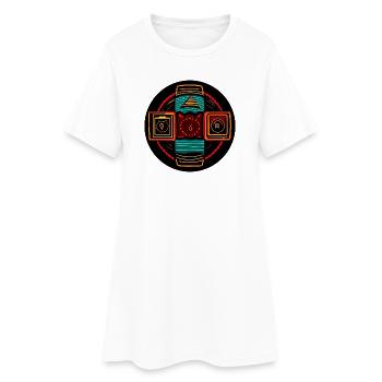 Neon Geometrische Symbole - Native Freestyle - Frauen T-Shirt-Kleid - Weiß - Vorne