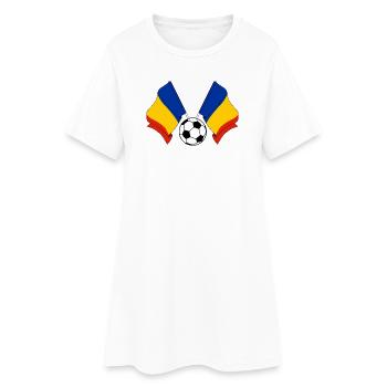 Deux drapeaux roumains ont traversé le football Roumanie - Robe T-shirt Femme - blanc - Devant