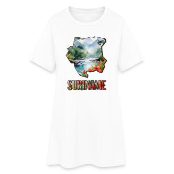 Carte à l’aquarelle du Suriname - Robe T-shirt Femme - blanc - Devant