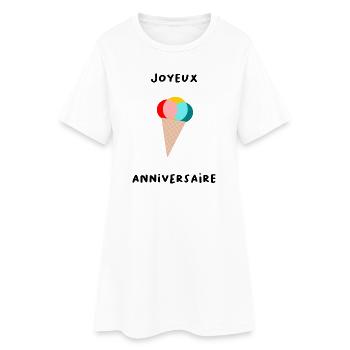 HAPPY BIRTHDAY. HAPPY BIRTHDAY. ANNIVERSARY. - Women’s T-Shirt Dress - white - Front