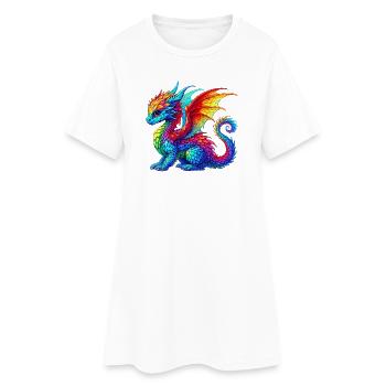 Drache - Frauen T-Shirt-Kleid - Weiß - Vorne