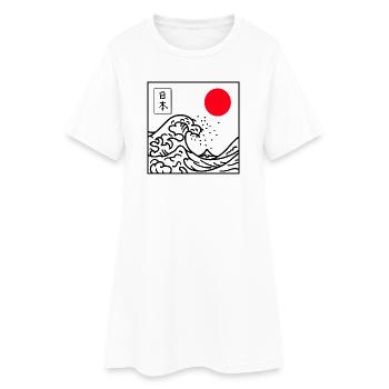 T Shirt japon grande vague kanagawa zen - Robe T-shirt Femme - blanc - Devant