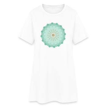 Mint Grün & Gold Blume - Frauen T-Shirt-Kleid - Weiß - Vorne
