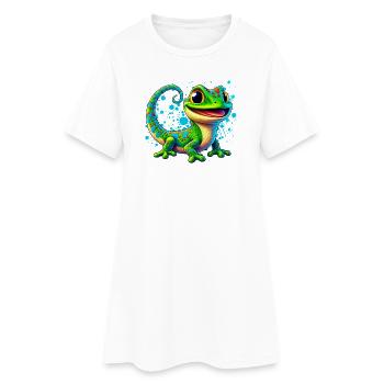 Gecko - Frauen T-Shirt-Kleid - Weiß - Vorne
