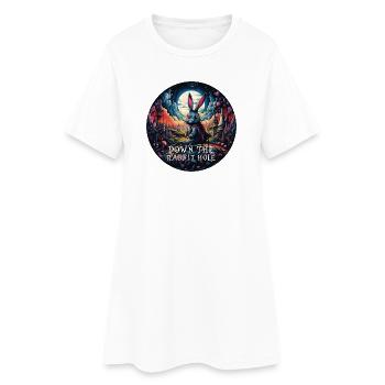 Lapin Alice au pays des merveilles Dans le terrier du lapin - Robe T-shirt Femme - blanc - Devant