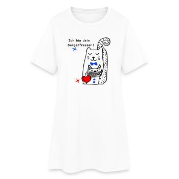 Sorgenfresser Katze - Frauen T-Shirt-Kleid - Weiß - Vorne