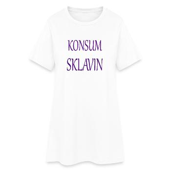 Konsumsklavin - Frauen T-Shirt-Kleid - Weiß - Vorne